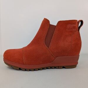 Sorel Evie Pull On Wedge Booties Womens Sz 6.5 WarpRed Waterproof NL4910-849